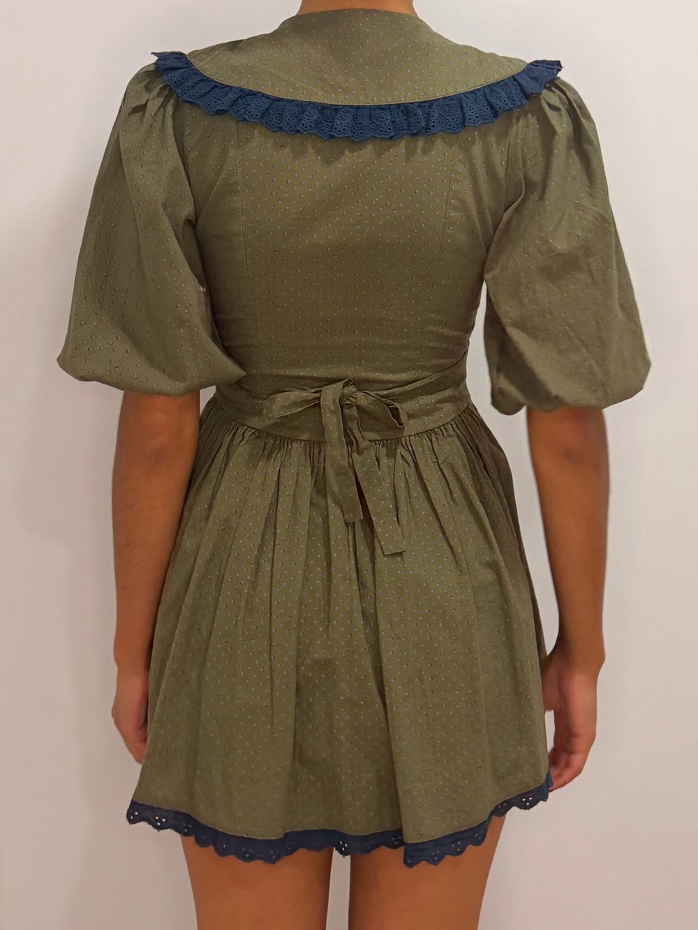 Free People Olive Mini Dress with Navy Trim - Picture 5 of 8